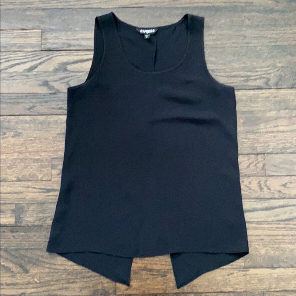 Black Chiffon Tank Split Back